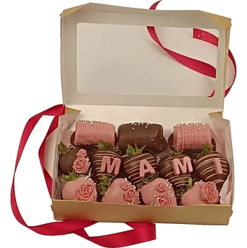 Dárkový potravinový koš Jahody v čokoládě – dárková krabička Pro Maminku Velikost produktu: Malá 0,40 kg