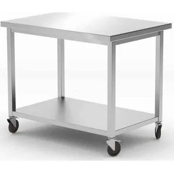 Dílenský stůl Nerezový stůl na kolečkách s policí - 100x70x85 cm | Hendi 815786