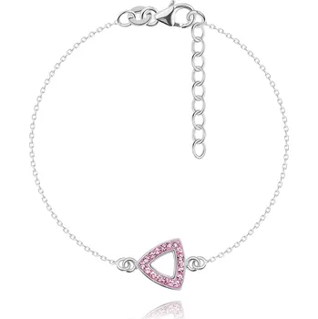 Náramek Stříbrný řetízek na ruku 925 - trojúhelník s výsekem a zirkony