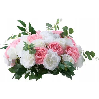 umělá květina Umělé Květy 10 Ks Růžovo-bílá Umělá Květinová Koule s Podstavcem