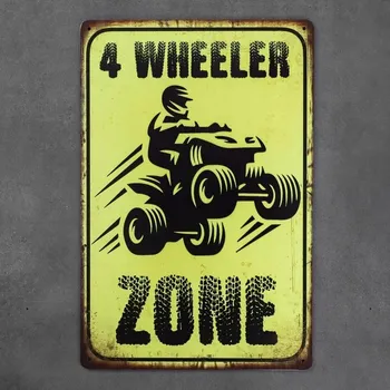 Obraz Dekorativní kovová cedule 4 WHEELER ZONE