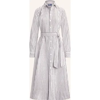 Dámské šaty Polo Ralph Lauren Dámské Lněné Košilové Šaty, bílá / hnědá, 36