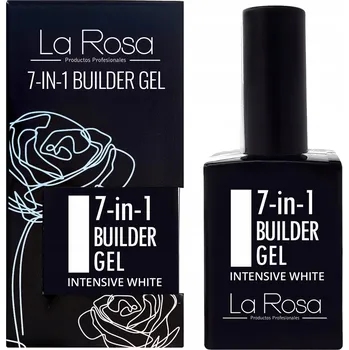 Lak na nehty La Rosa Gel na nehty 7v1 Intensive White UV/LED, modelovací a podkladový, 15 ml