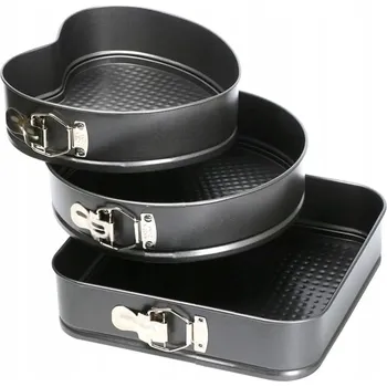 Forma na pečení 3X FORMA NA PEČENÍ S VYJÍMATELNÝM DNEM - KULATÁ, ČTVERCOVÁ A VE TVARU SRDCE