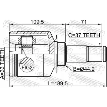 Poloosa kola Febest 1611-164LH Sada kloubu, hnací hřídel