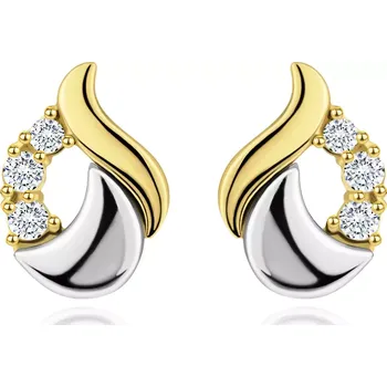 Náušnice Zlaté náušnice 14K ve tvaru slzy z kombinovaného zlata se zirkony