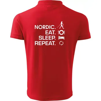 Pánská košile Nordic walking eat sleep - Polokošile pánská Pique Polo 203 - 2XL ( Červená )