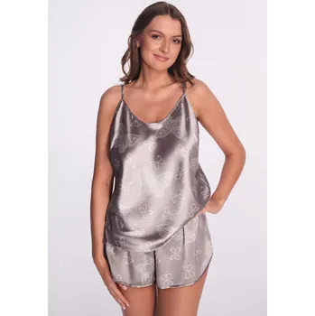 Dámské pyžamo Dámské saténové pyžamo Ava šedé, Grey S i170_AV-PI-5-GREY-R-S