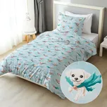 Dětské bavlněné ložní povlečení Sandra SA-651 Psí superhrdinové na ledově modrém Jednolůžko 140x200 a 70x90 cm