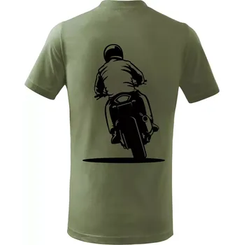 Motorkář na zádech - silnice - Tričko dětské bavlněné - 104-110cm / 3-4 roky ( Khaki )