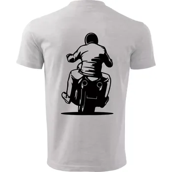 Pánské tričko Motorkář na zádech - chopper - Triko extra velké (5-8XL) - 7XL ( Světlešedý Melír )