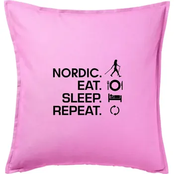 Polštář Nordic walking eat sleep - Polštář 50x50 - 50x50 - Pouze potah ( Růžová )