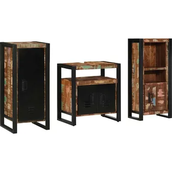 Koupelnový nábytek vidaXL Sada koupelnového nábytku 3 pcs Masivní obnovované dřevo [3305621]