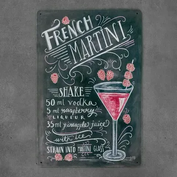 Obraz Dekorativní kovová cedule FRENCH MARTINI