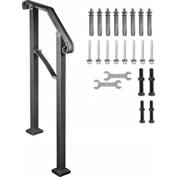 Zábradlí SucceBuy Schodišťové zábradlí pro 2-3 schody, kované železo, černé, 10,5 KG, 97-97,8 CM