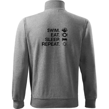 Pánská mikina Eat sleep swim - Mikina bez kapuce Adventure - 3XL ( Tmavě šedý melír )