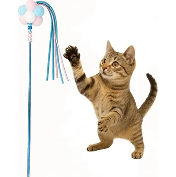 Hračka pro kočku Interaktivní Udice Pro Kočky Hůlka se Šňůrkami Zvonek Hra Doma W8