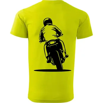 Motorkář na zádech - silnice - Klasické pánské triko vyšší gramáže - S ( Limetková )