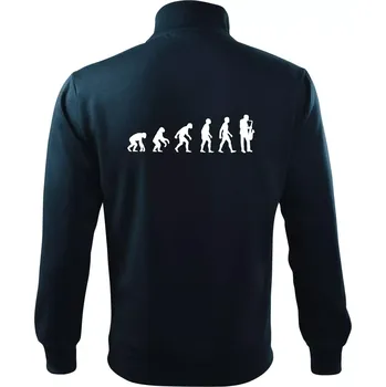 Pánská mikina Evoluce Saxofonu - Mikina bez kapuce Adventure - M ( Námořní modrá (velmi tmavá - téměř černá) )