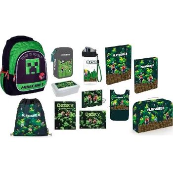 Školní batoh Minecraft Školní sada set 12-dílný MINECRAFT Playworld s batohem MINECRAFT Time to Mine, AB300/012