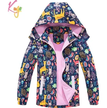 Dětská móda Dívčí podzimní bunda zateplená KUGO B2991 tmavě modrá / lesní zvířátka (Dívčí šusťáková bunda s flísovou podšívkou)