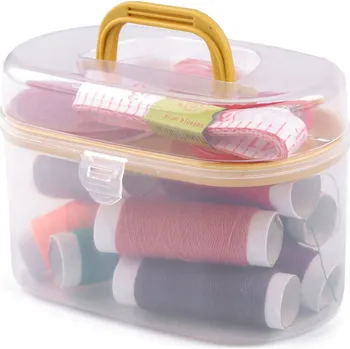 Organizér galanterie Sada na šití v boxu, malé, 4 žlutá