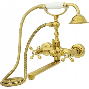 Vodovodní baterie Dvouúchytová nástěnná vanová a sprchová baterie Rustikální úchyty Clifden zlatá