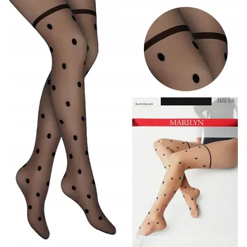 Dámské punčochy Vzorované Punčocháče Marilyn – dámské Punčocháče imitující punčochy s puntíky, 20 DEN, černé (Black), velikost 3/4