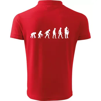 Pánská košile Evoluce Saxofonu - Polokošile pánská Pique Polo 203 - S ( Červená )