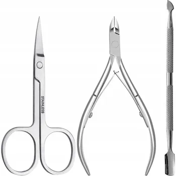 SADA NA ODSTRANĚNÍ KŮŽIČEK KOLEM NEHTŮ NEREZOVÁ OCEL ŠTIPKY ŠKRABKA DLÁTKO