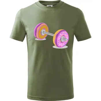 Donut Barbell - Tričko dětské bavlněné - 98 cm / 2 roky ( Khaki )