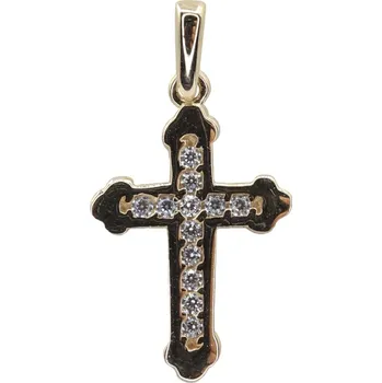 Přívěsek Zlatý přívěsek se zirkony křížek 2732ISH (585/1000) 0.55 g