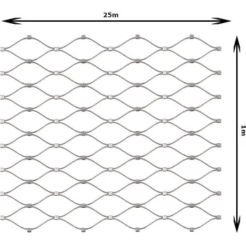 Pletivo Nerezová lanková šíť šířka 1m, oko 50x50mm, se sponami, EB2-0205-1.0-50x50 rozměr sítě: 1 x 25m