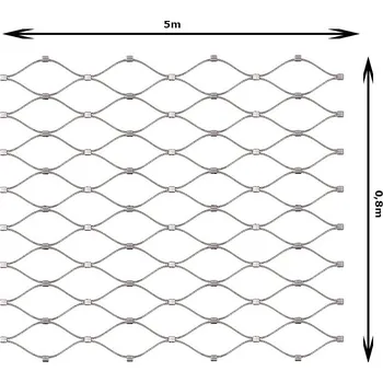 Pletivo Nerezová lanková šíť šířka 0,8m, oko 50x50mm, se sponami, EB2-205-50x50 rozměr sítě: 0,8m x 5m
