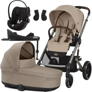 Kočárek CYBEX Set Balios S Lux + korba + adaptéry + Cloud G i-Size + základna G 2025 Almond Beige (Taupe Frame)