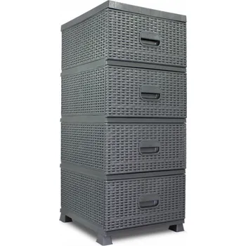 Komoda PROPER Komoda Ratan 4 patrová šedá