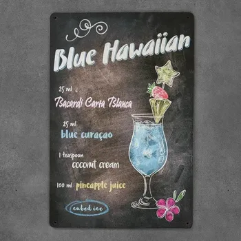 Obraz Dekorativní kovová cedule BLUE HAWAIIAN 2