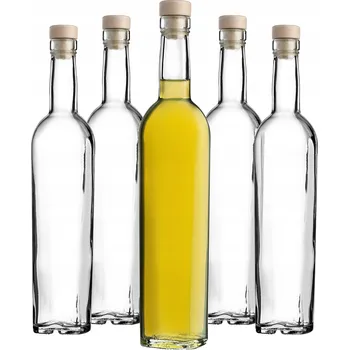 Láhev SKLENĚNÁ LÁHEV LATARO 500 ml (0,5 l) SKLENĚNÉ LÁHVE NA LIKÉRY 6 ks + KOREK