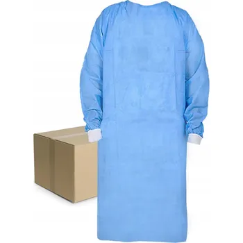 Pracovní zástěra Vodotěsná zástěra XL izolační modrá s manžetou, vázání, 30g, balení 100 ks