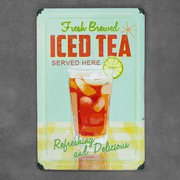 Obraz Kovová dekorativní cedule ICED TEA
