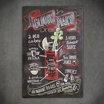 Obraz Dekorativní kovová cedule RECEPT NA BLOOD MARY