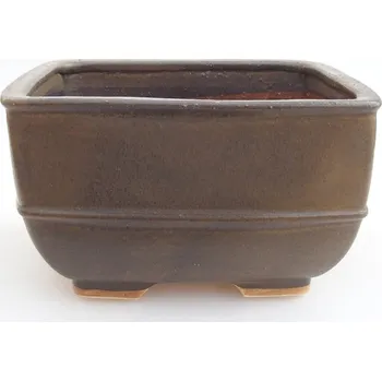 Květináč Keramická bonsai miska 16 x 16 x 9 cm hnědá