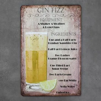 Obraz Dekorativní kovová cedule PAPER GIN FIZZ