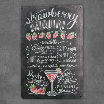 Obraz Dekorativní kovová cedule STRAWBERRY DAIQUIRI