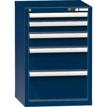 Zásuvková dílenská skříňka KOMBI, 5 x zásuvka, v x š x h: 840 x 578 x 630 mm, barva tmavě modrá RAL5010