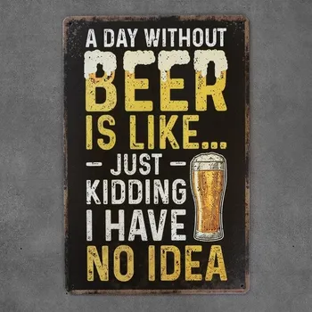Obraz Kovová dekorativní cedule WITHOUT BEER