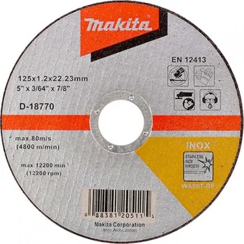 Brusný kotouč MAKITA 125x1,2mm T41 WA60T-BF řezný kotouč INOX D-18770-1