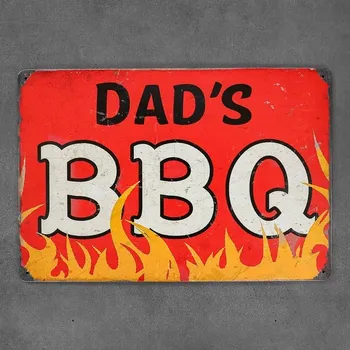 Obraz Kovová dekorativní cedule DAD'S BBQ