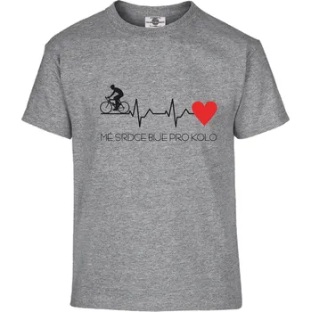 Pánské tričko Tričko Mé srdce bije pro kolo | Puls Druh: Dětské, Barva: Šedá, Velikost: 122-S