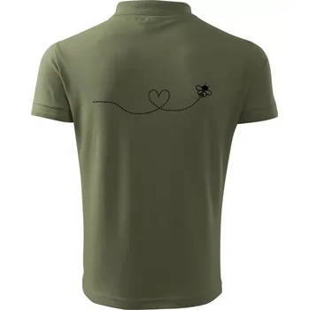 Pánská košile Dráha letu včely - srdce - Polokošile pánská Pique Polo 203 - 5XL ( Khaki )